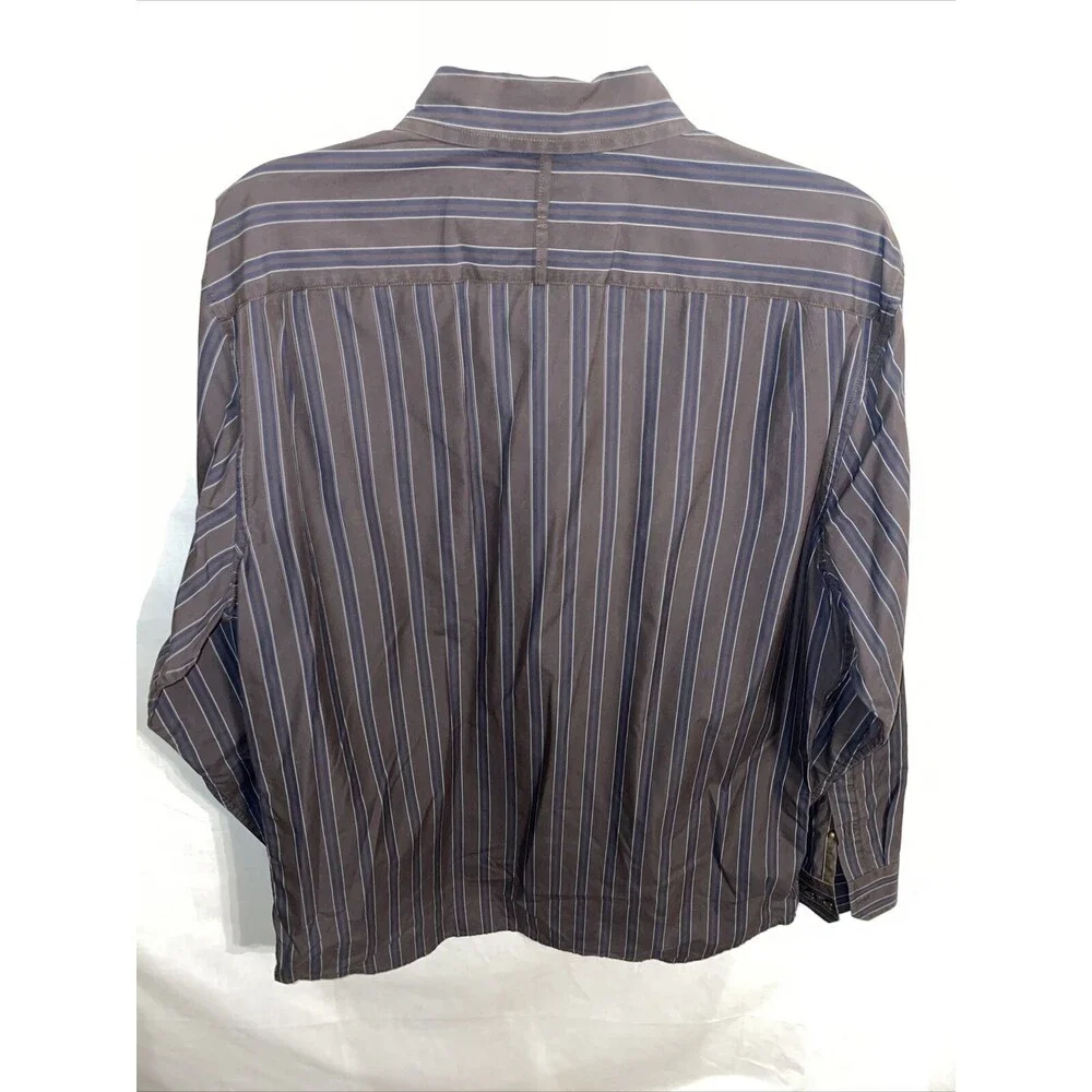 Banana Republic Dress Shirt Men’s Size Large Brown Striped Long Sleeve Button Up